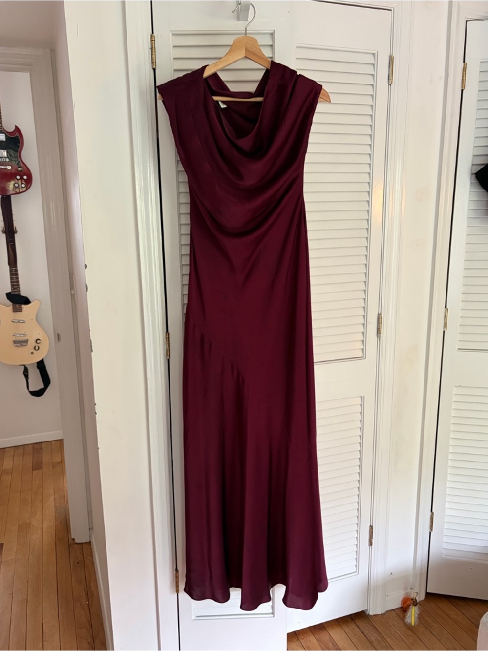 Ralph Lauren One-Shoulder Burgundy Evening Gown